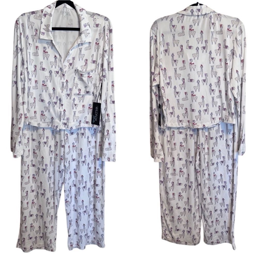 NWT- Wildfox Intimates- Women’s Winter Llama Print Matching Pajama Set, Size XL
